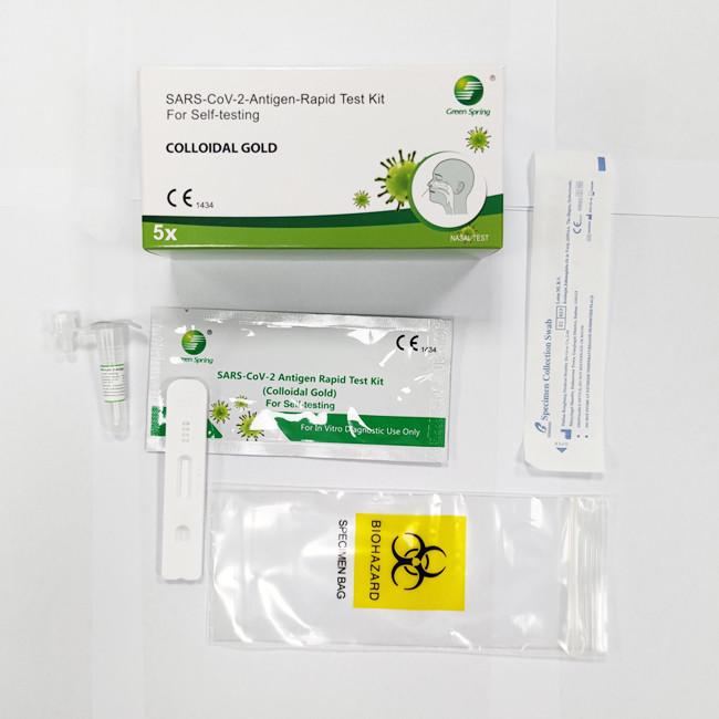 Colloidal Gold Antigen Home Test Kit SARS-CoV-2 5 Tests / Kit CE Nasal Swabs