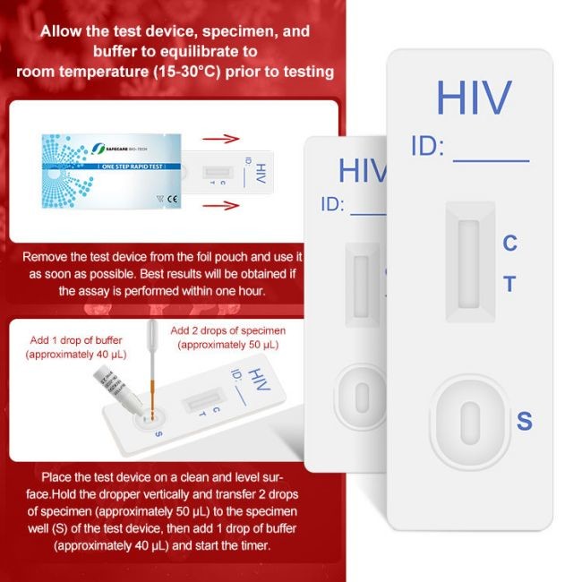 One Step 1/2 Hiv Rapid Home Test Kit Whole Blood Serum Plasma 40 Tests/Kit